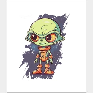 Alien cartoon, extra terrestrial funny conqueror Posters and Art